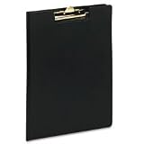 Cardinal 25261 Business Basics Sealed Vinyl Clip Folder, Pad Holder, Brass Clip, Letter, Black Front