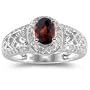0.44 Cts Diamond & 0.95 Cts Garnet Ring in 14K White Gold-9.0