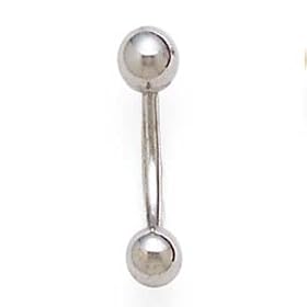 14K White Gold Bar Bell Belly Ring 14 Gauge by 