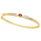 14K Yellow Gold Ruby and Diamond Bangle Bracelet