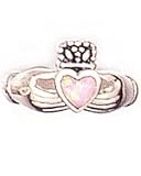 Morningflower Pink Opal Claddagh Ring