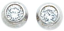 White-gold Bezel Set CZ Stud Earrings Jewelry |B
