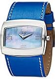 Joy Watches JW527 Semi-Rectangulares Blue Mother-of-Pearl Dial Leather Women's Watch