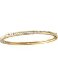 CleverEves 14K Yellow Gold 5/8 Ct Tw Diamond Bangle Bracelet