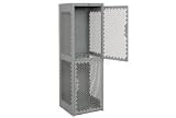Heavy Duty Extra Wide Vented Steel Locker Double Tier 24x24x74 2 Door Gray