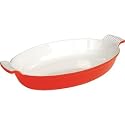 Cast Iron Cookware to Tableware Oval Gratin Oven Baking Dish (Orange) - 1.65Ltr 34 x 21 x 6cm - Offers attractive presentation from the oven to the table