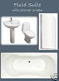 FLUID BATHROOM SUITE WITH SHOWER SCREEN & POTTERY - FREE DELIVERY