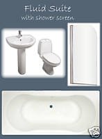 FLUID BATHROOM SUITE WITH SHOWER SCREEN & POTTERY - FREE DELIVERY
