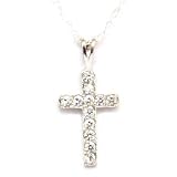 Sterling Silver Jewellery Cross Pendant with CZ on an 18 Chain by T.O.C