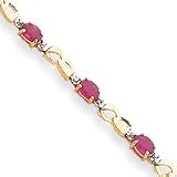 14k Ruby and Diamond Bracelet - 7 Inch - Lobster Claw