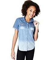 Limited Pure Cotton Short Sleeve Denim Shirt