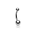 Bling Jewelry Plain Polished Finish Bar And Round Ball Style Navel Belly Ring Silver Tone Surgical Steel 14G