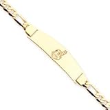 14K Cleveland Indians Lg Pol Id Bracelet W/Figaro Link