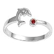 Sterling Silver Fashion Toe Ring - Dolphin with Ruby and Clear CZs - 2mm Band Width