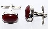 Cuff Link Pair Men Sterling Silver Jasper Gemstone
