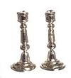 Dollhouse Miniature Pair of Silver Finished Candlesticks