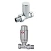 Thermostatic Straight Chrome Valves - Heated Towel Rail / Radiator Valve Set