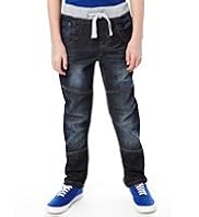 Pure Cotton Ribbed Waistband Bow Leg Jeans