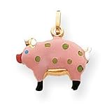 14k Enameled Pig Charm