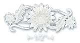 Sterling Silver Satin and Diamond Cut 16x38mm Daisies Pin