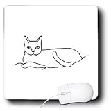 CherylsArt Animals Cat Art - Cat Laying Outline Art Drawing - Mouse Pads