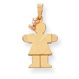 14k Two-tone Small Girl with Bow on Left Engraveable Pendant