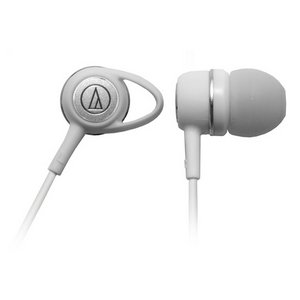 Audio Technica ATH-CK52W In-ear Headphones with 10.7mm drivers, Loop Support design, White