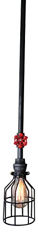 Long Steel Ceiling Light With Red Handle