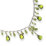 Sterling Silver Green Crystal/Peridot Necklace - 16 Inch