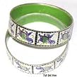 Gift Ideas for Girls Silver Enamel Bangle Pair 2.75 inches (esbn069)