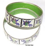 Gift Ideas for Girls Silver Enamel Bangle Pair 2.75 inches (esbn069)