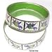 Sterling Silver Bangle Bracelet Pair with Enamelled Painting 64 gms. 2.75 (esbn069)