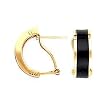14k Gold & Inlayed Black Onyx Thin Half-Hoop Earrings