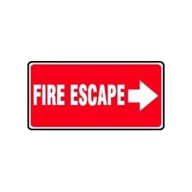 FIRE ESCAPE (ARROW RIGHT) 7" x 14" Aluminum Sign