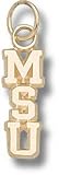 Michigan State Spartans Solid 10K Gold Vertical ''MSU'' Polished Pendant