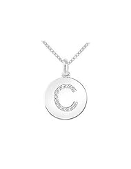 Diamond Disc Initial C Pendant 14K White Gold - 0.15 CT Diamonds