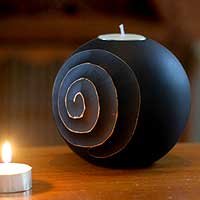 NOVICA Mango wood candleholder Living Night