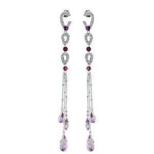 Genuine IceCarats Designer Jewelry Gift Sterling Silver Earrings. Pair Genuine Brazilian Garnet,Amethyst,Pink Tourmaline,Pink Amethyst And White Cz Earrings Earrings In Sterling Silver