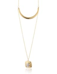 Roman Luxe Two-Tone Square Nugget Frontal Necklace, 25"