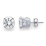 10K Round Cut White Gold Diamond Stud Earring (0.05 ctw, I-J color, I2 Clarity)