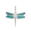Southwestern Dragonfly Pendant in Sterling Silver with Turquoise Chip Inlay, #7899