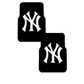A Set of 2 MLB Major League Baseball Licensed Universal-Fit Molded Front Rubber Floor Mats - New York Yankees