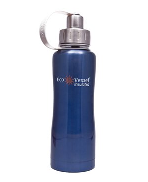 Eco Vessel Boulder - Triple Insulated Vacuum Sealed thermos Stainless Steel Water Bottle - 25 oz - Blue Glow