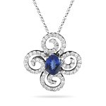 Tanzanite Pendant - Diamond & Tanzanite Flower Pendant in 14K Gold