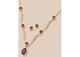 Search : Signature Sterling 16" Garnet Necklace Set SILVER