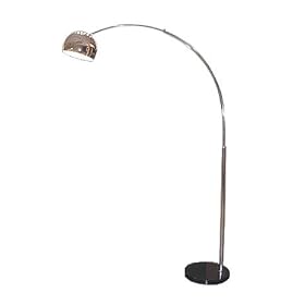 Modern Arc Style Satin Steel Floor Lamp w Marble Base by Visiondecor Furniture