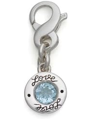 March Birthstone Charm, Sterling Silver