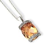 Sterling Silver Champagne CZ Earrings and Pendant Set