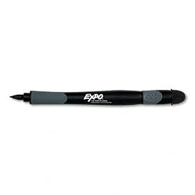 Expo Dry Erase Marker with Grip and Eraser, Ultra Fine Tip, Black SAN80888 by Sanford