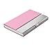 Cosmos Pink PU Leather Surface Stainless Steel Business Card Name Card Case/Holder with Mirror Finish Inset